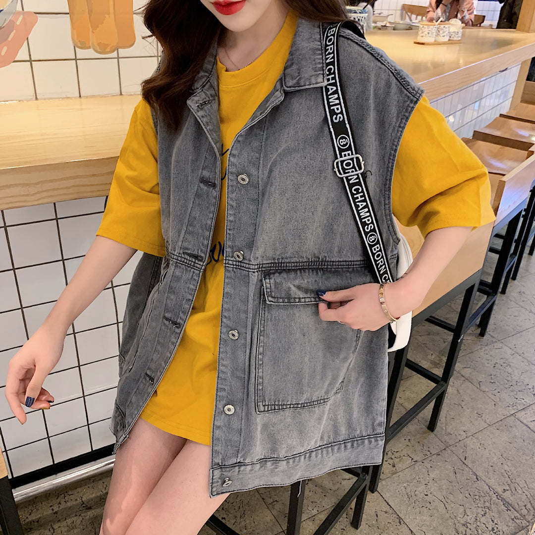 Damen Oversized Denim Weste Drune