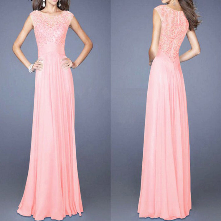 Damen Abendkleid mit floraler Spitze und schwingendem Rock Drune