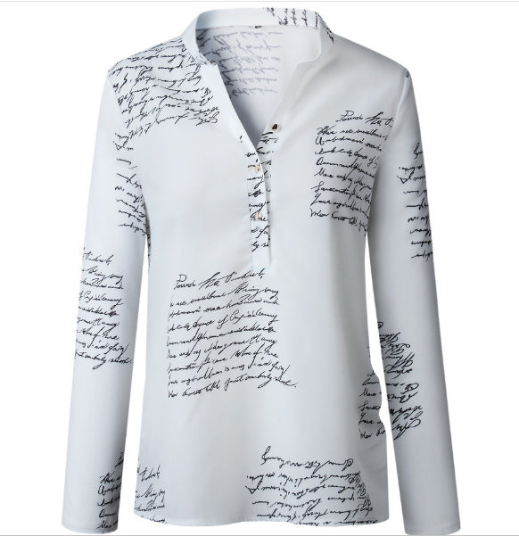 Damen Bluse mit künstlerischem Schriftmuster und elegantem Schnitt Drune