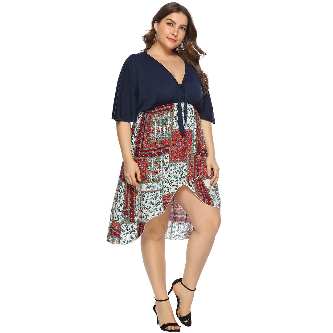 Damen Sommerkleid mit asymmetrischem Saum und floralem Muster Drune