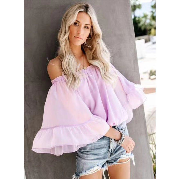 Damen Bluse mit weitem Ärmel und off-shoulder Design Drune