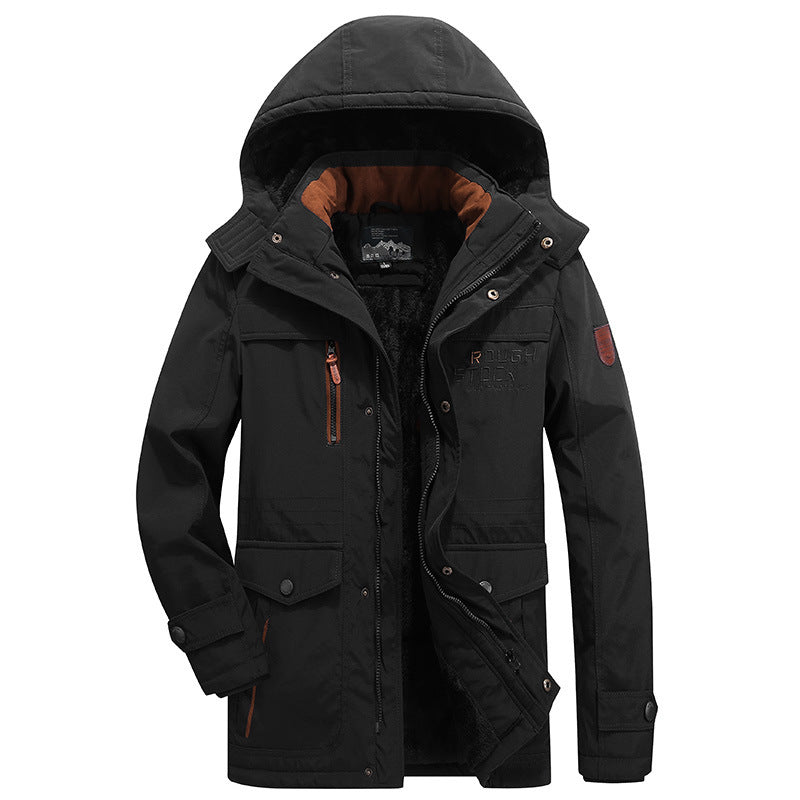 Herren nan gefütterte Winterparka mit Teddyfutter, abnehmbarer Kapuze und multiplen Taschen Drune