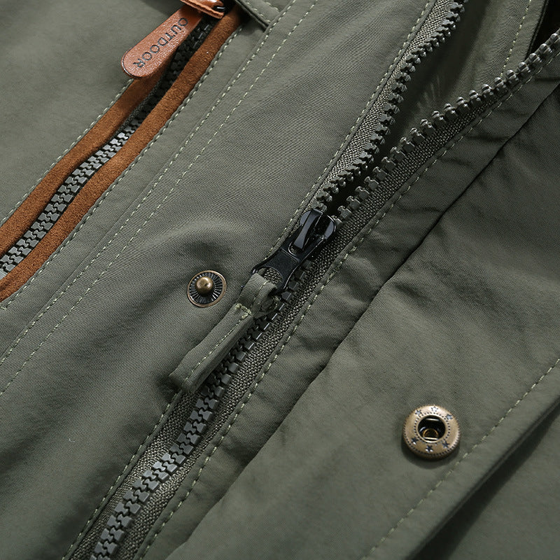 Herren nan gefütterte Winterparka mit Teddyfutter, abnehmbarer Kapuze und multiplen Taschen Drune