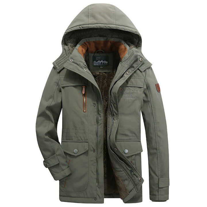 Herren nan gefütterte Winterparka mit Teddyfutter, abnehmbarer Kapuze und multiplen Taschen Drune