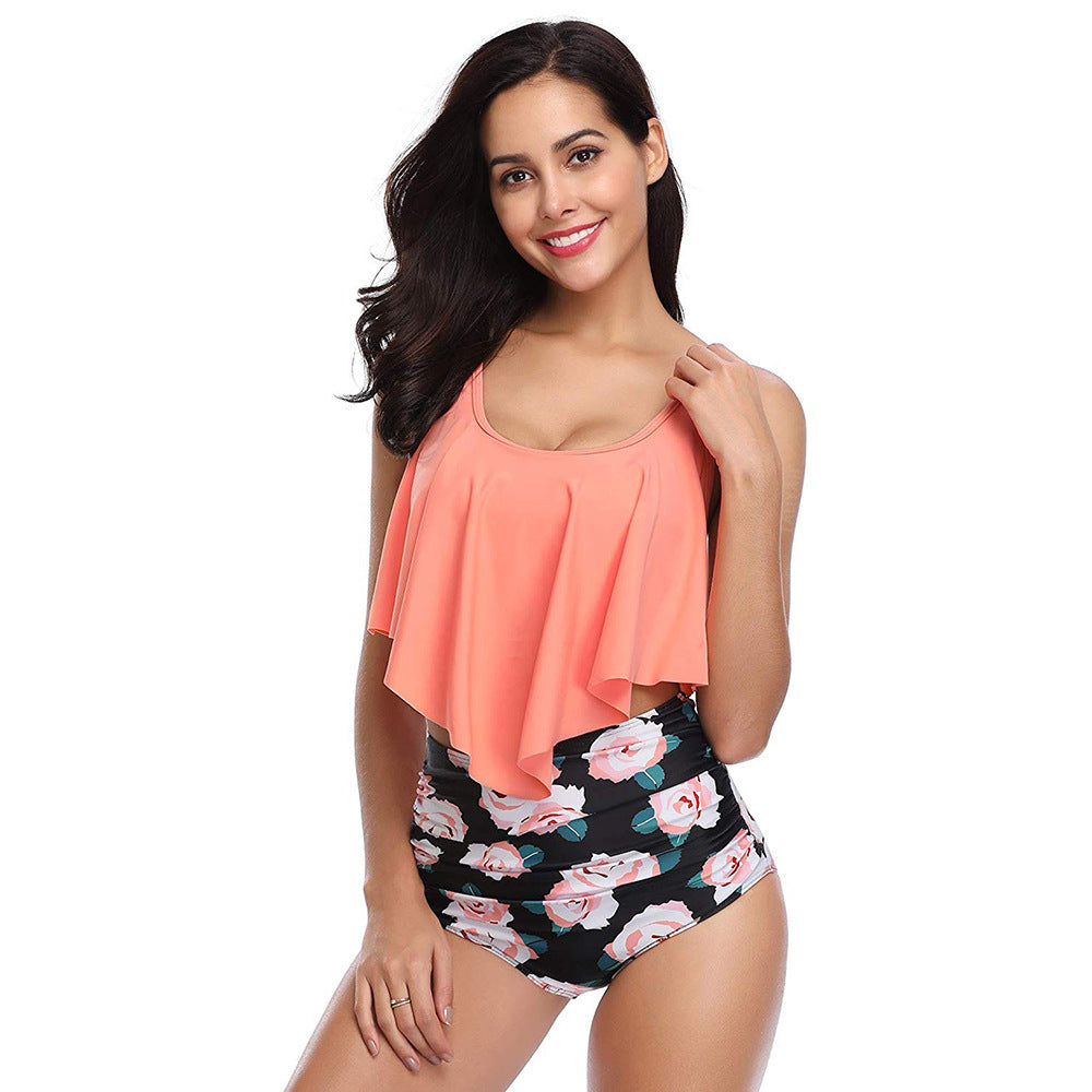 Damen Tankini mit voluminösem Oberteil und modischem High-Waist Slip Drune