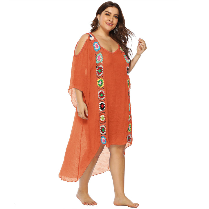 Damen mit floralem Stickdesign Strandüberwurf Drune
