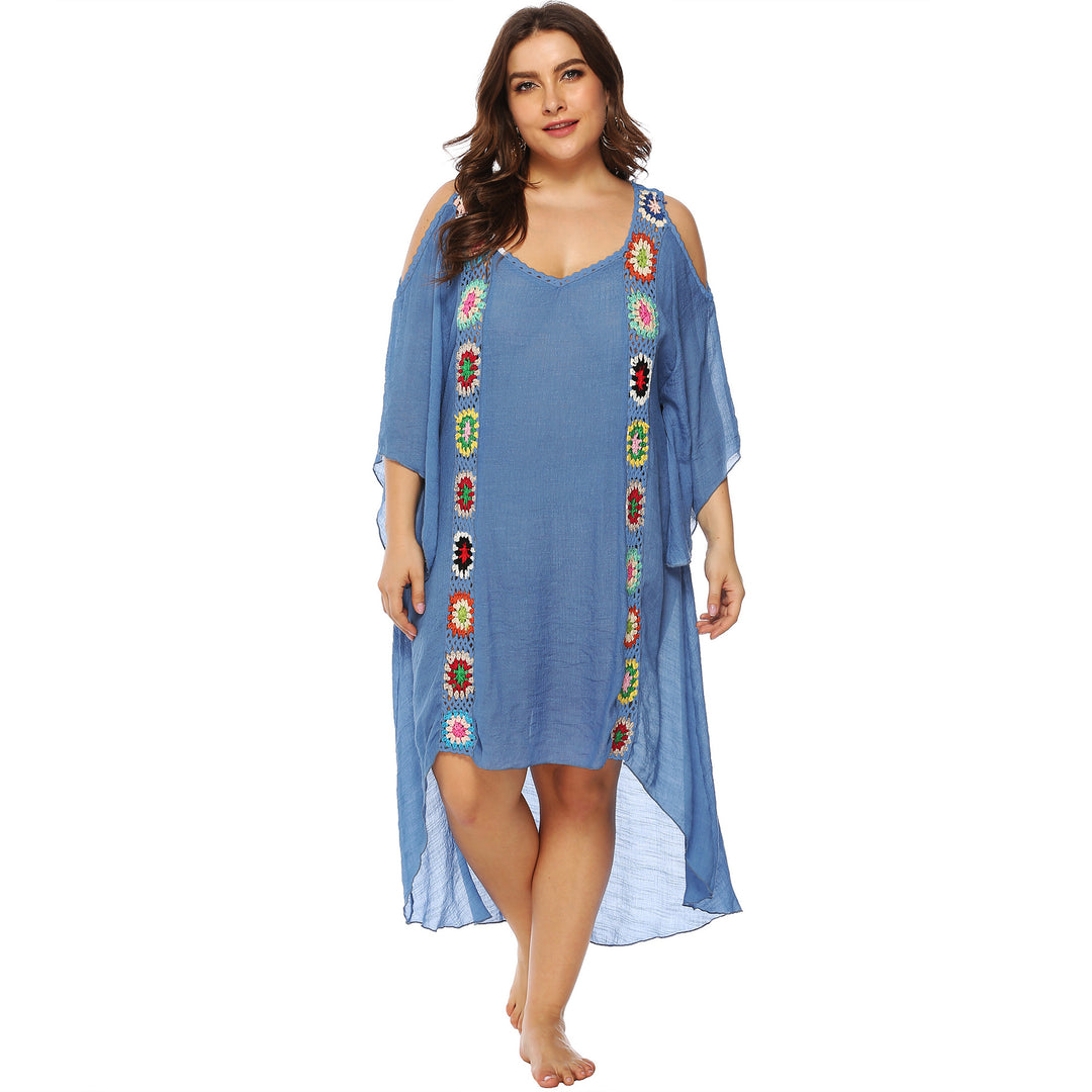 Damen mit floralem Stickdesign Strandüberwurf Drune