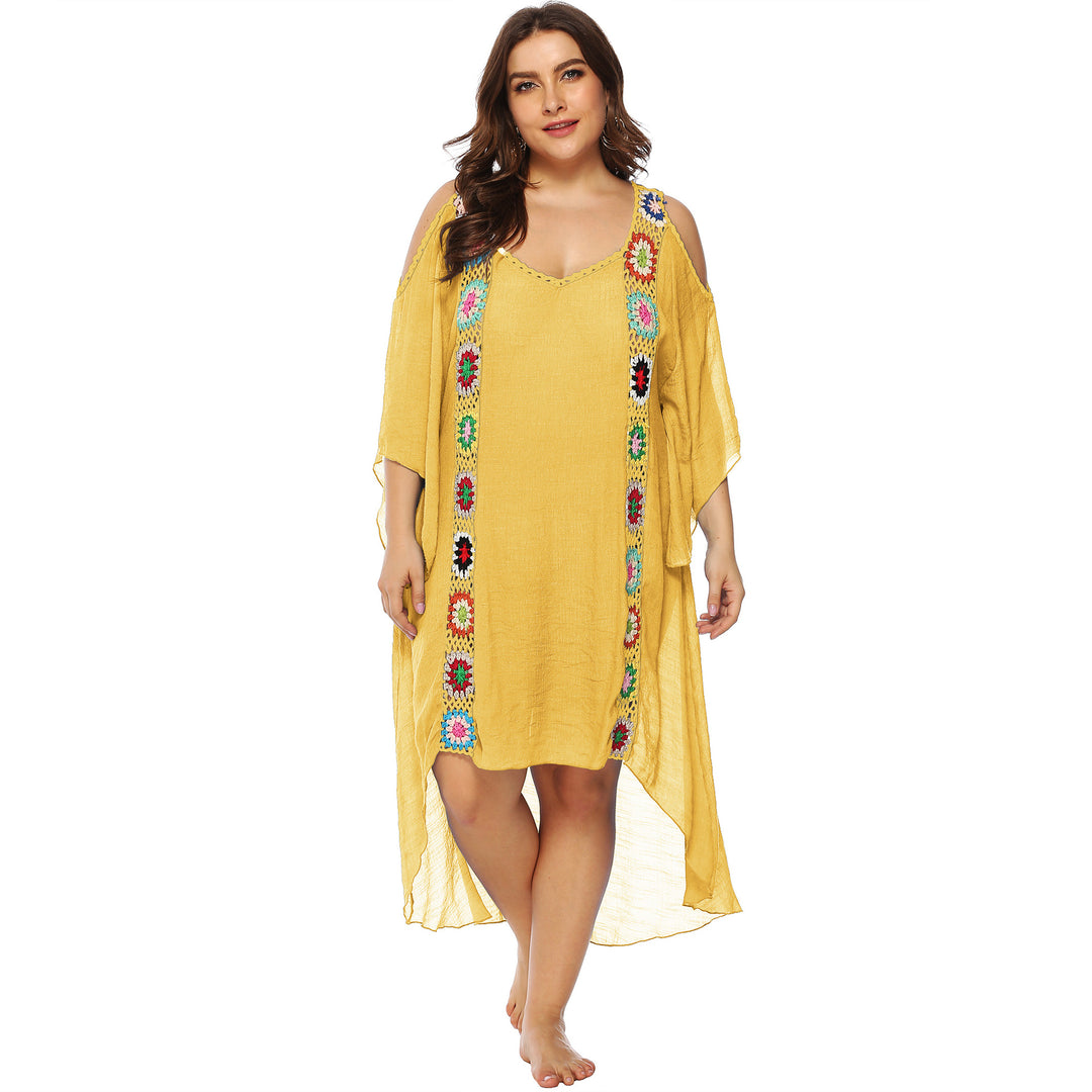 Damen mit floralem Stickdesign Strandüberwurf Drune