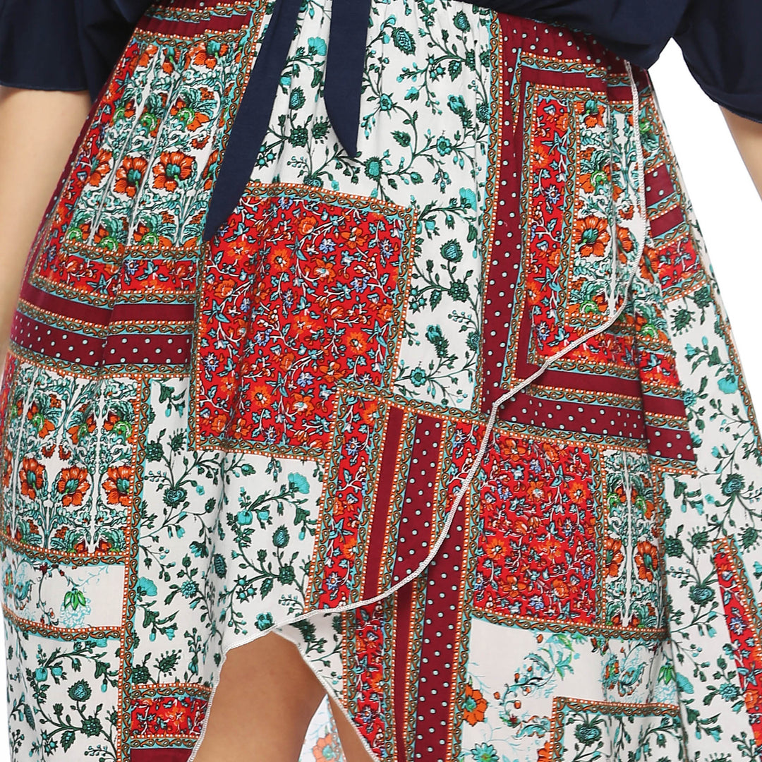 Damen Sommerkleid mit asymmetrischem Saum und floralem Muster Drune