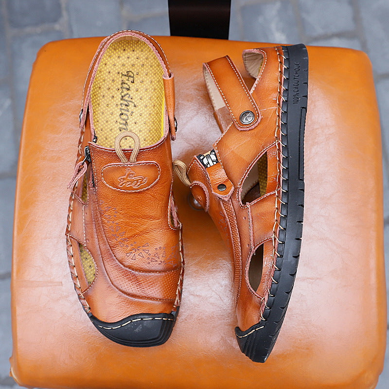 Herren Atmungsaktive Ledersandalen mit verstellbarem Riemensystem Drune