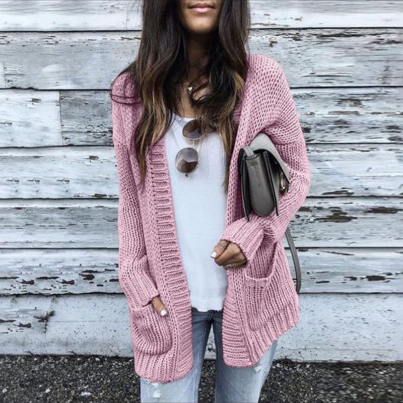 Damen Strickjacke mit tiefem V-Ausschnitt und praktischen Taschen Drune