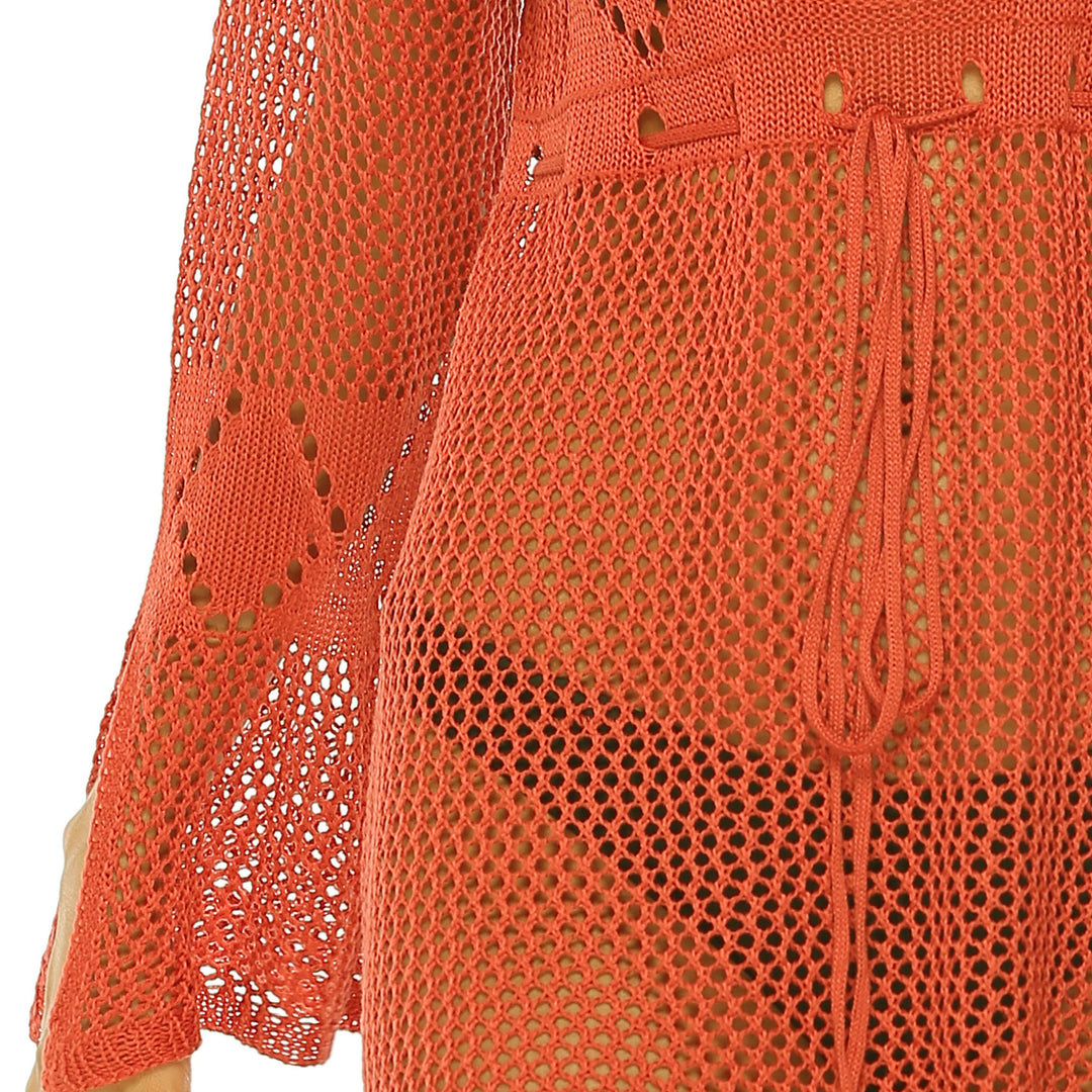 Damen luftiger Strandkimono mit eleganten Häkelmustern Drune
