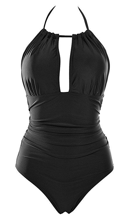 Damen Floral Badeanzug mit tiefem Ausschnitt Drune