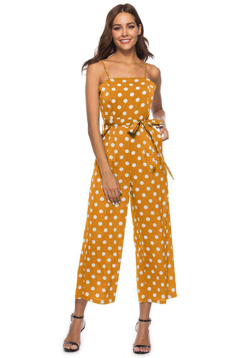 Damen Jumpsuit mit weitem Bein und dekorativem Bindegürtel Drune
