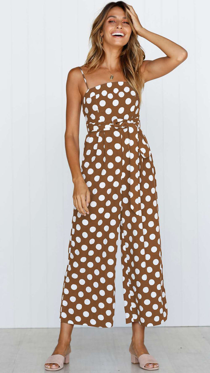 Damen Jumpsuit mit weitem Bein und dekorativem Bindegürtel Drune