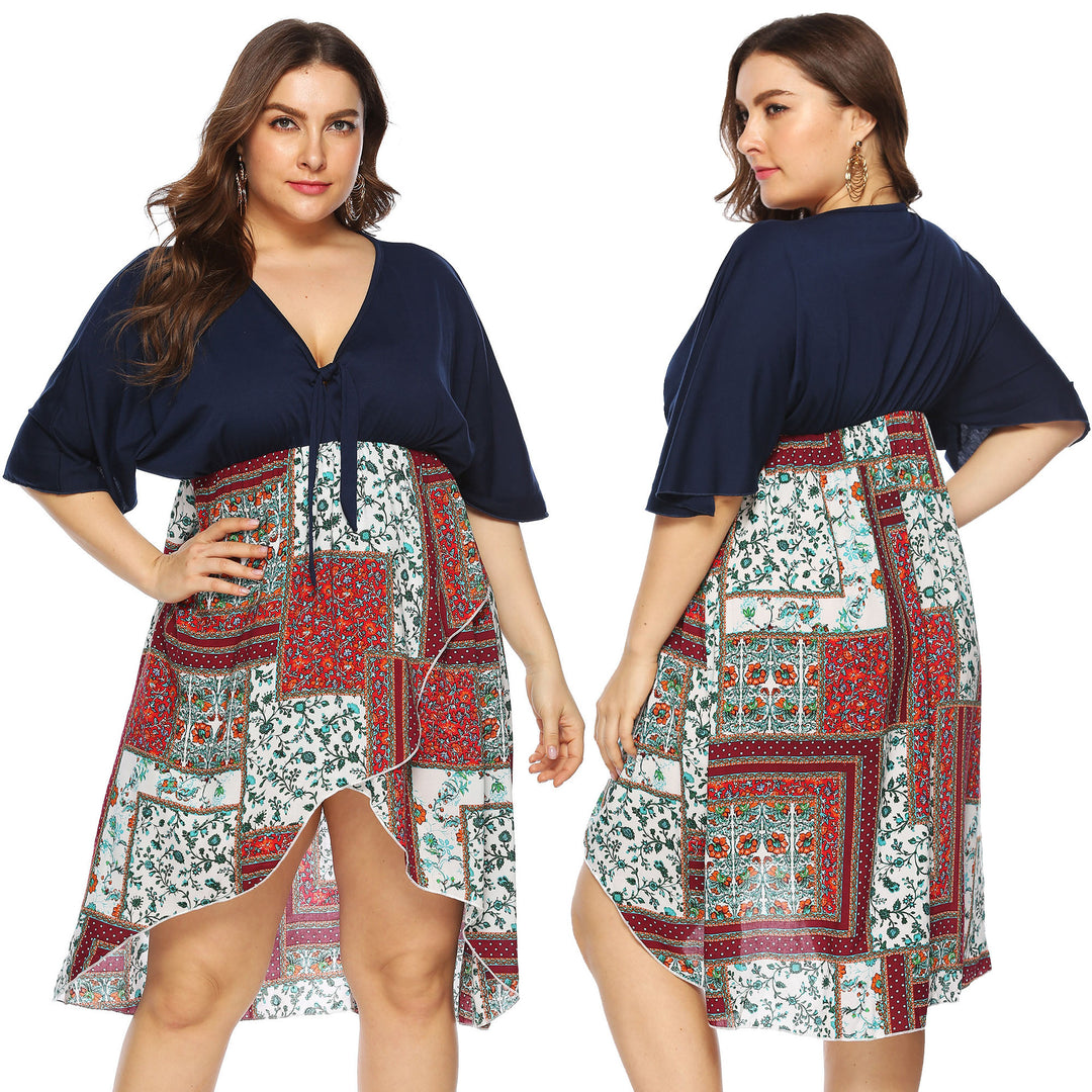 Damen Sommerkleid mit asymmetrischem Saum und floralem Muster Drune