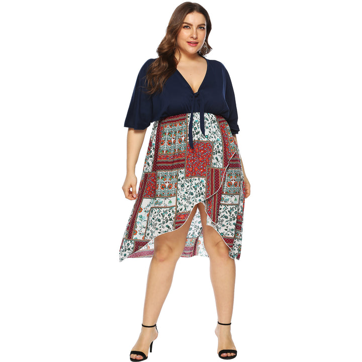 Damen Sommerkleid mit asymmetrischem Saum und floralem Muster Drune