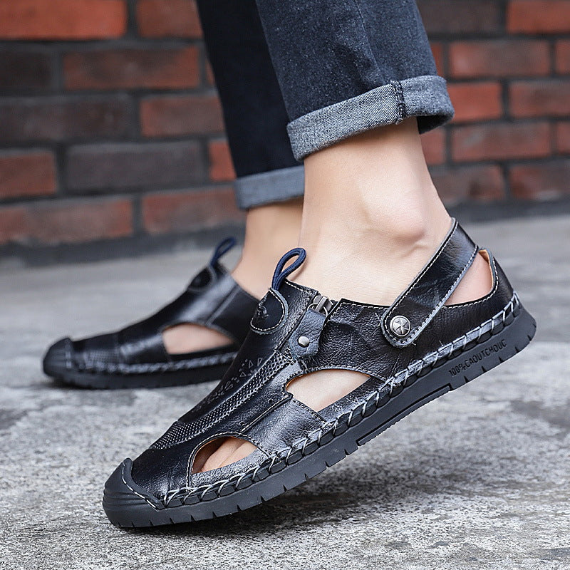 Herren Atmungsaktive Ledersandalen mit verstellbarem Riemensystem Drune