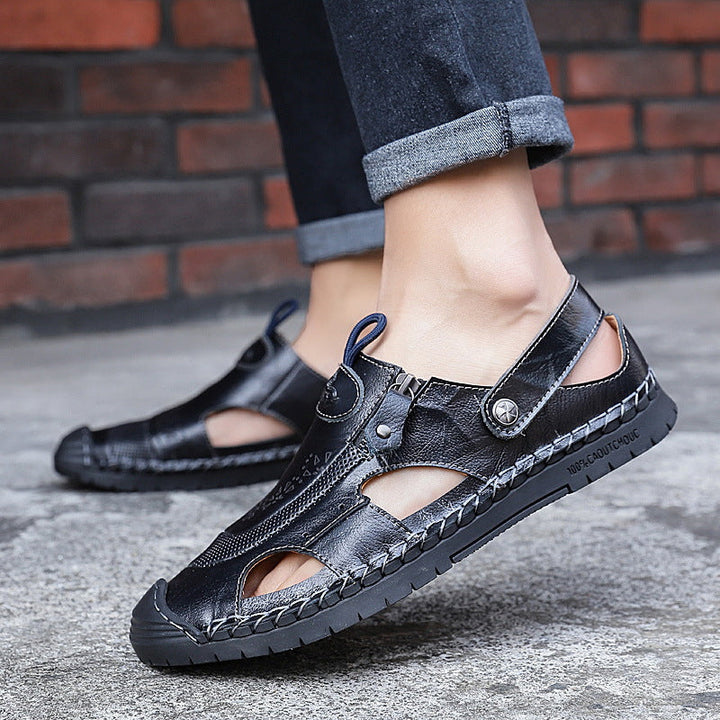 Herren Atmungsaktive Ledersandalen mit verstellbarem Riemensystem Drune
