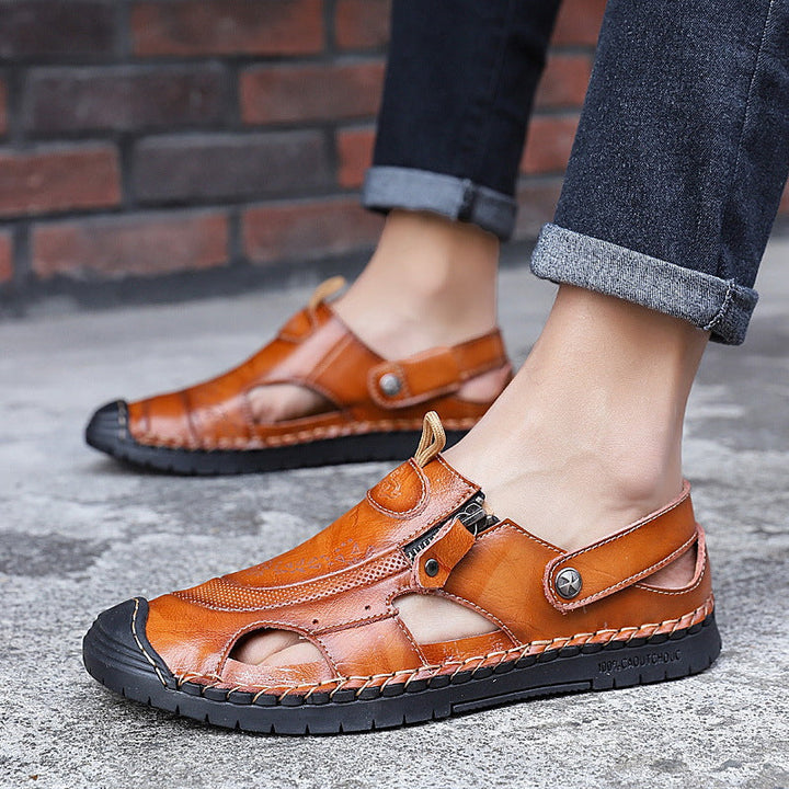 Herren Atmungsaktive Ledersandalen mit verstellbarem Riemensystem Drune