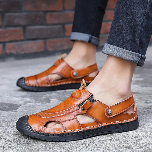 Herren Atmungsaktive Ledersandalen mit verstellbarem Riemensystem Drune