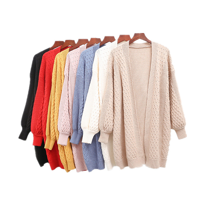 Damen Grobstrickcardigan mit offenem Schnitt und tiefem V-Ausschnitt Drune