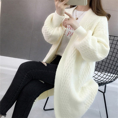 Damen Grobstrickcardigan mit offenem Schnitt und tiefem V-Ausschnitt Drune