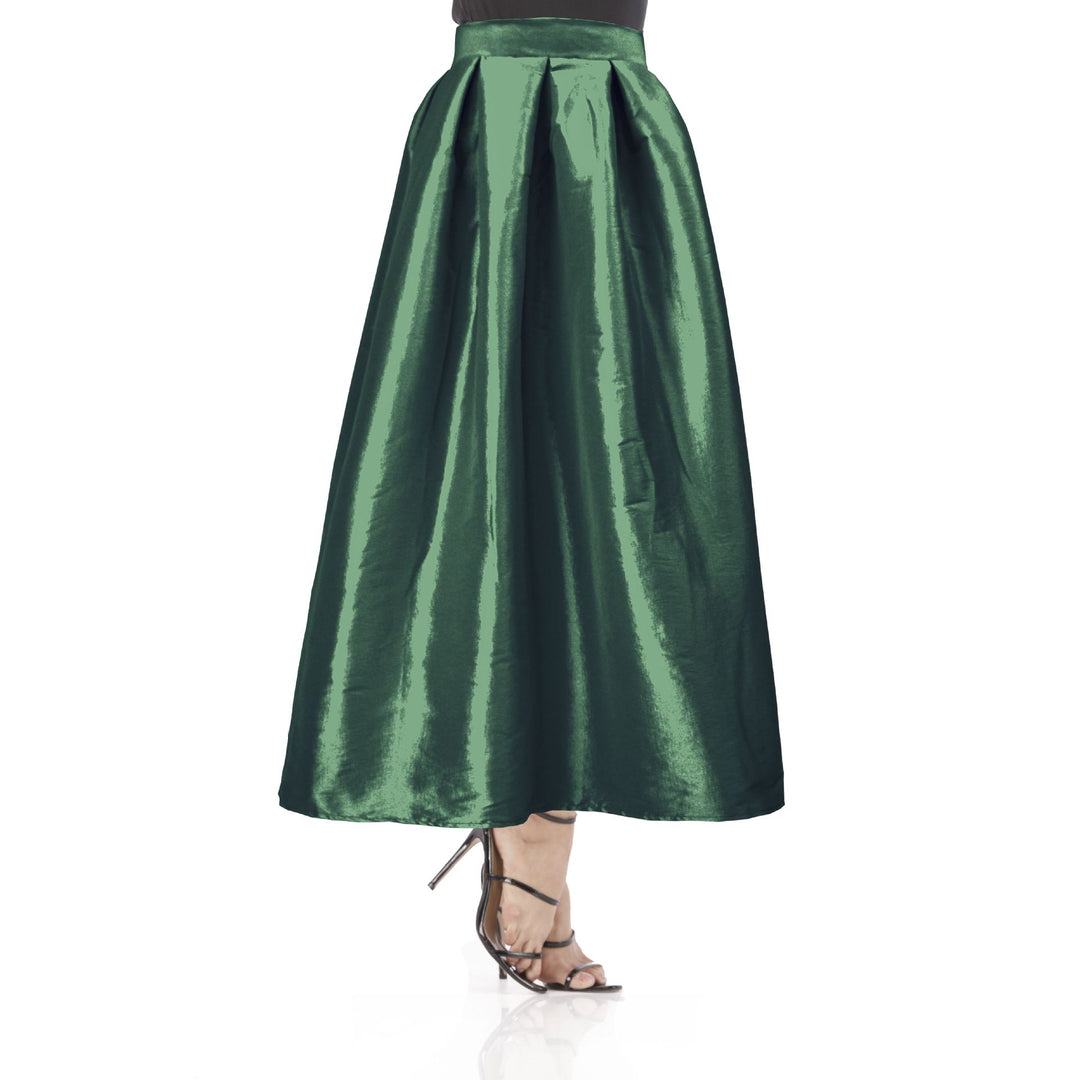 Damen Maxirock aus Satin mit hoher Taille & weitem Tellerrock Drune