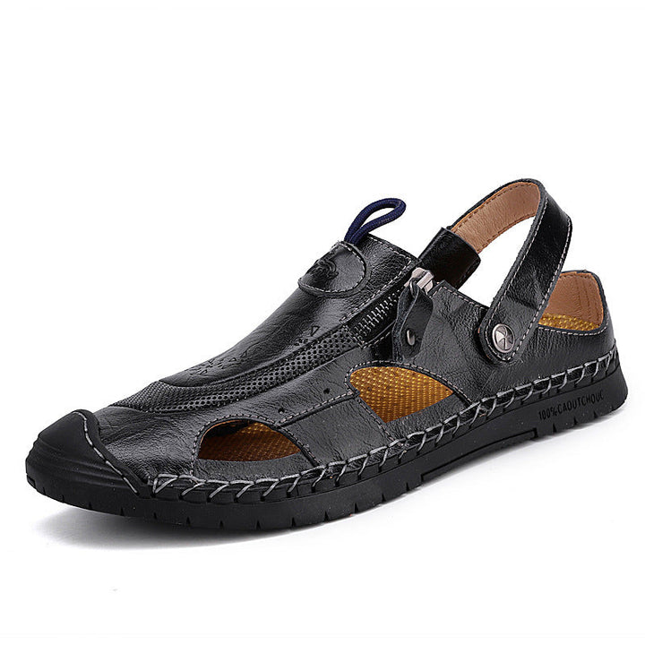 Herren Atmungsaktive Ledersandalen mit verstellbarem Riemensystem Drune