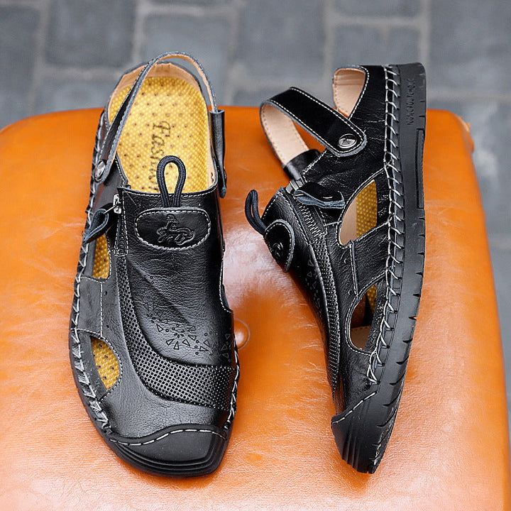 Herren Atmungsaktive Ledersandalen mit verstellbarem Riemensystem Drune