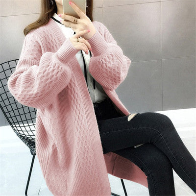 Damen Grobstrickcardigan mit offenem Schnitt und tiefem V-Ausschnitt Drune
