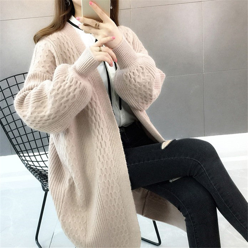 Damen Grobstrickcardigan mit offenem Schnitt und tiefem V-Ausschnitt Drune