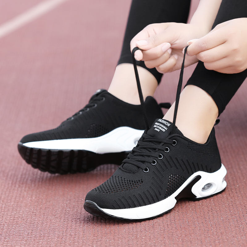 Damen nan leichte Strick-Fitnesssneaker mit sichtbarer Luftkammer-Dämpfung und viskoelastischer Innensohle Drune