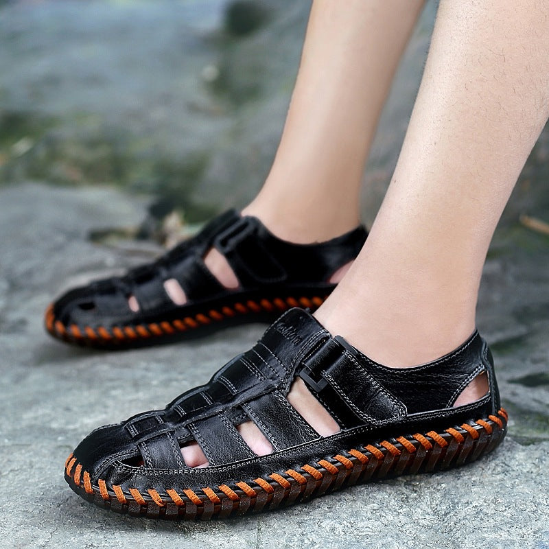 Herren Komfortable Leder-Sandalen mit individuell anpassbarem Riemen Drune