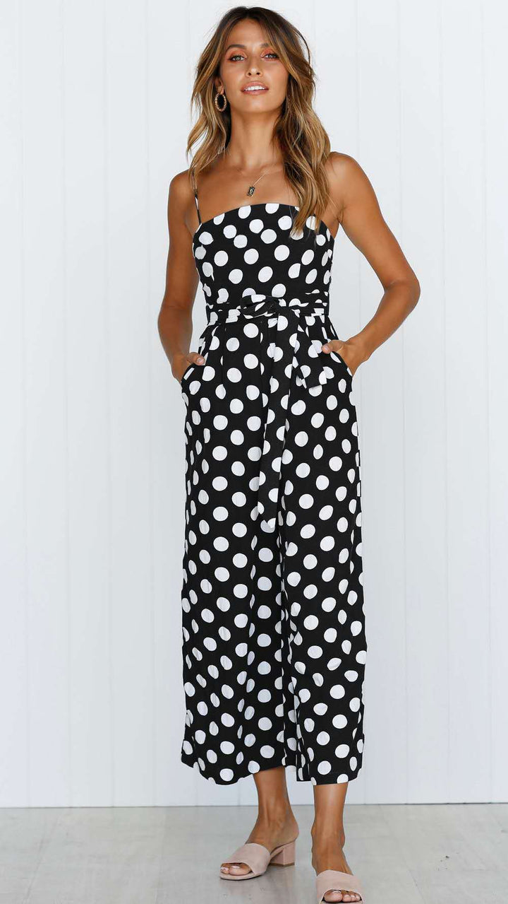 Damen Jumpsuit mit weitem Bein und dekorativem Bindegürtel Drune