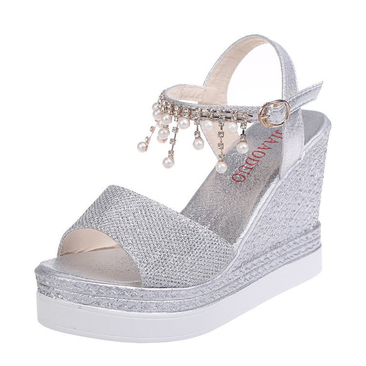 Damen Wedge-Sandaletten mit funkelndem Zierdesign und komfortablem Fußbett Drune