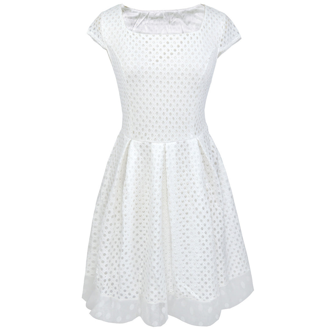 Damen Sommerliches Kleid mit ausgefallenem Strukturdesign und breitem Taillengürtel Drune
