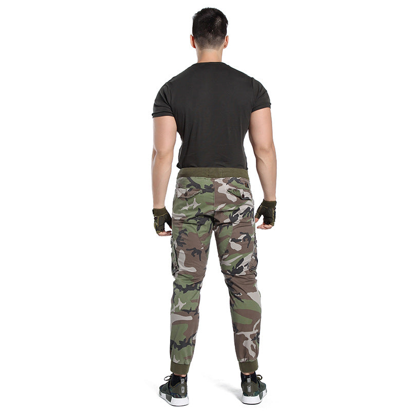 Herren Cargohose im Army-Stil mit elastischem Bund, Kordelzug und Bündchen Drune