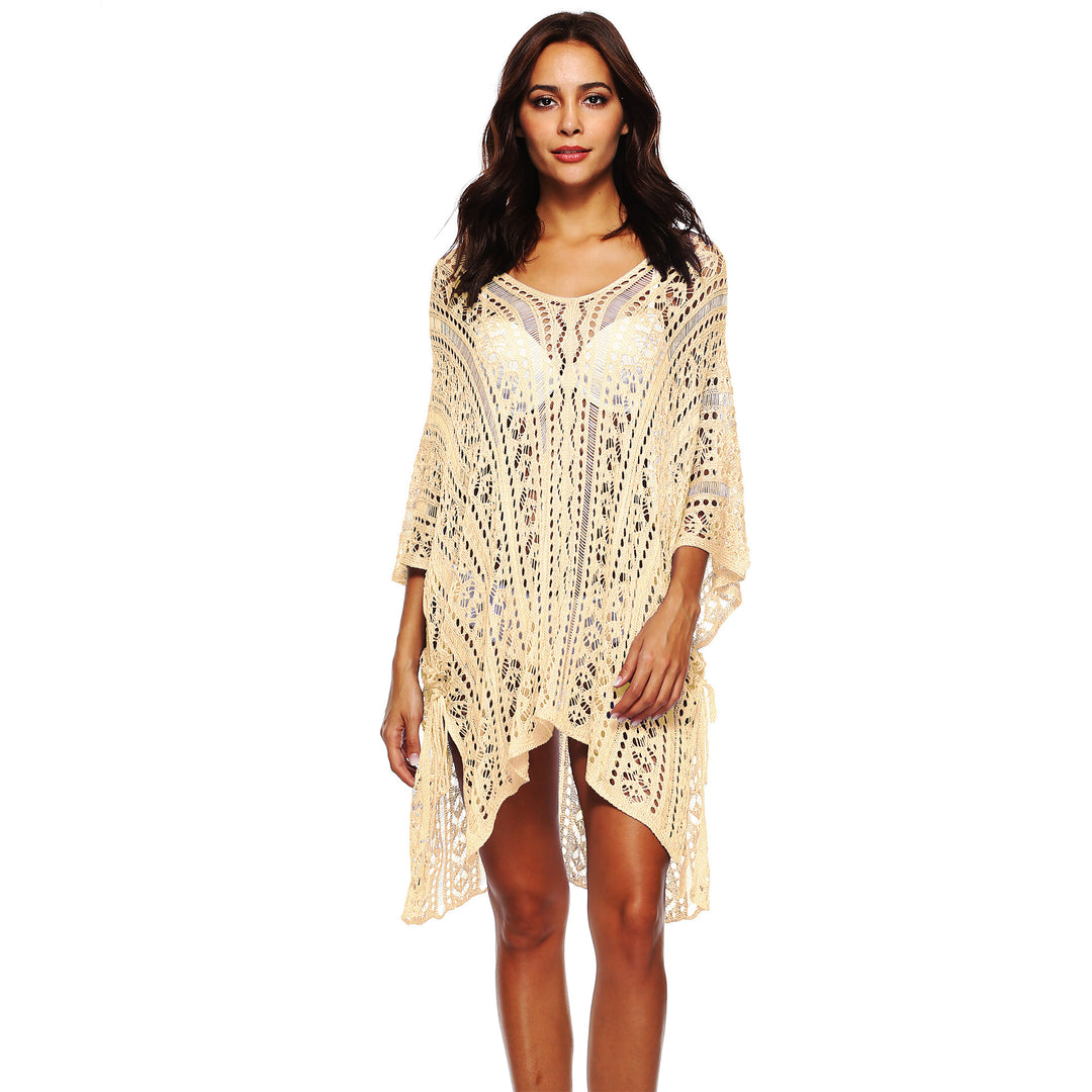 Damen lässiger Häkel-Kaftan mit stilvollem V-Ausschnitt Drune