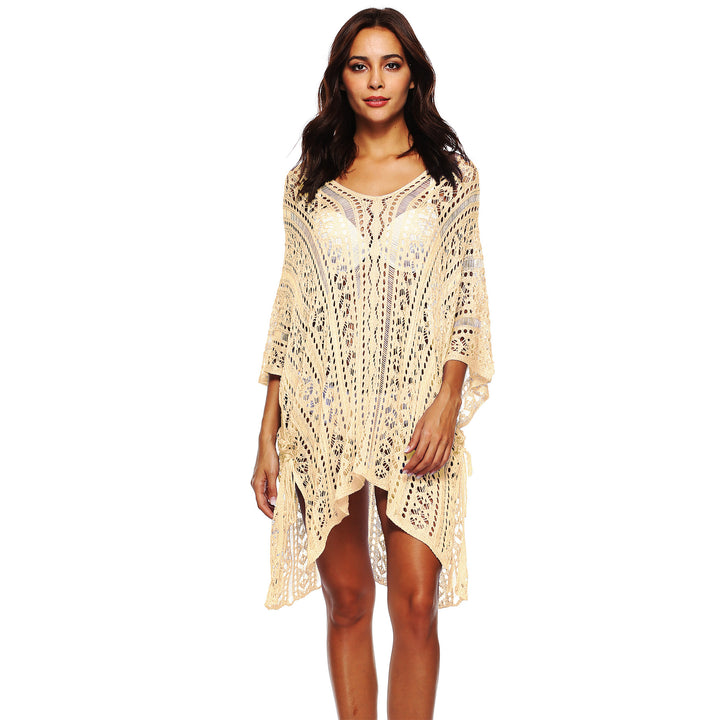 Damen lässiger Häkel-Kaftan mit stilvollem V-Ausschnitt Drune