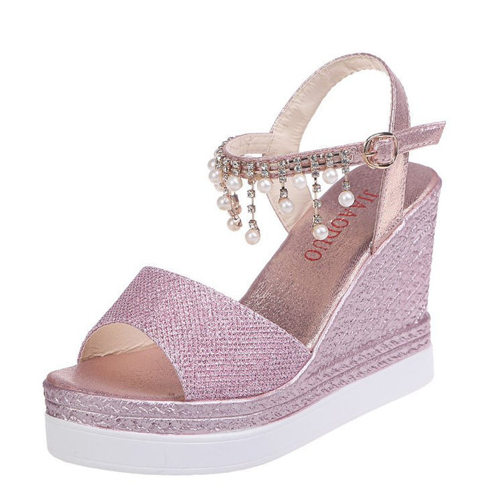 Damen Wedge-Sandaletten mit funkelndem Zierdesign und komfortablem Fußbett Drune