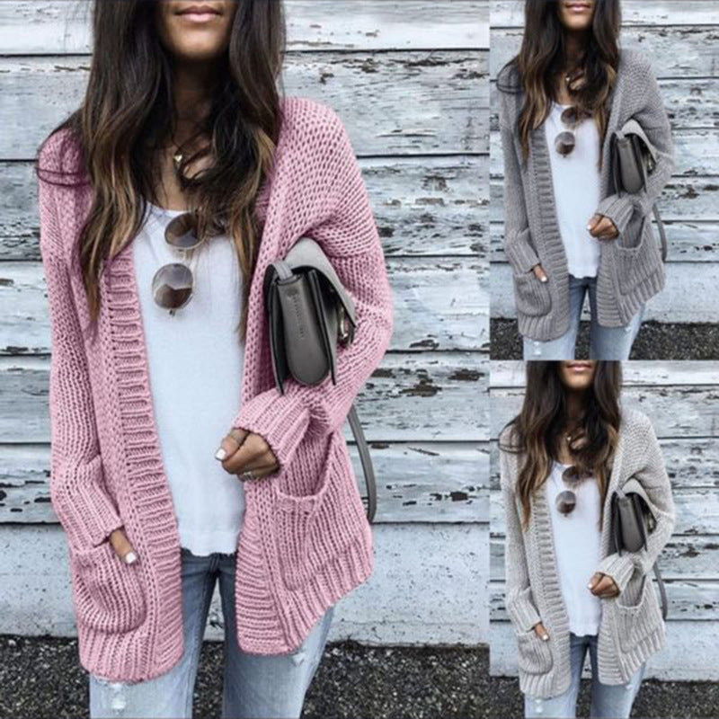 Damen Grobstrickcardigan mit lässigem Schnitt und tiefen Taschen Drune