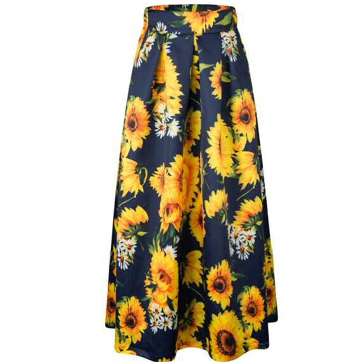 Damen Maxirock mit hoher Taille, ausgestelltem Teller‑Schnitt und dekorativem Punkte‑Print Drune