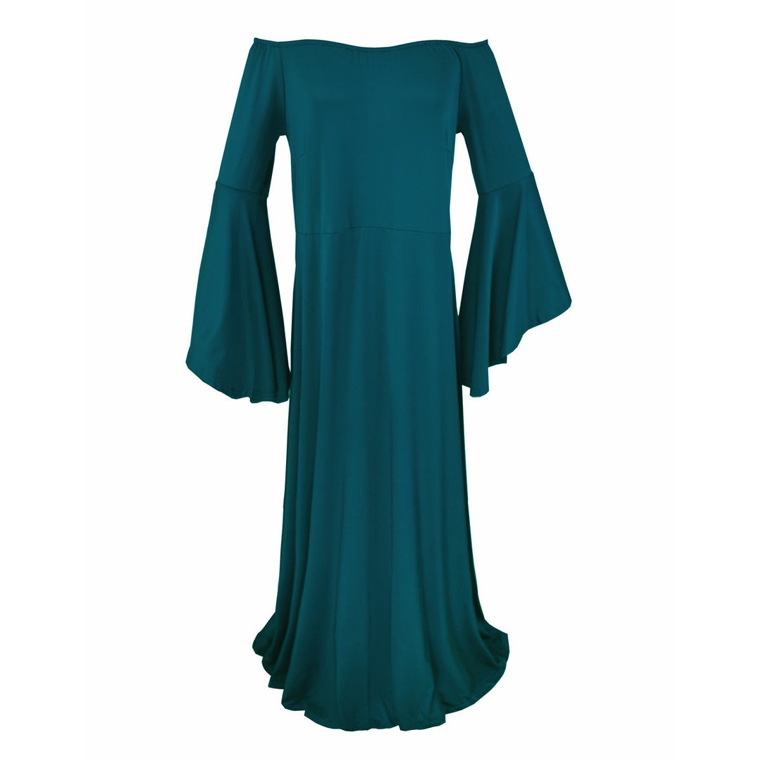 Damen Umstands-Maxikleid mit schulterfreiem Design und fließenden Ärmeln Drune