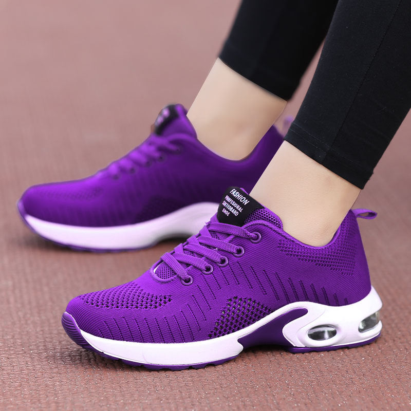Damen nan leichte Strick-Fitnesssneaker mit sichtbarer Luftkammer-Dämpfung und viskoelastischer Innensohle Drune