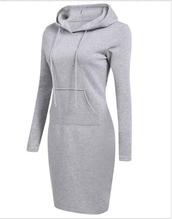 Damen Hoodie-Kleid mit praktischen Taschen und Kapuze Drune