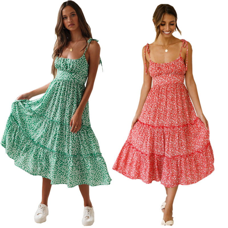 Damen Maxikleid mit verspielten Rüschendetails und zarten Trägern Drune