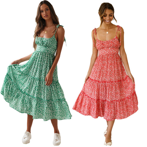 Damen Maxikleid mit verspielten Rüschendetails und zarten Trägern Drune