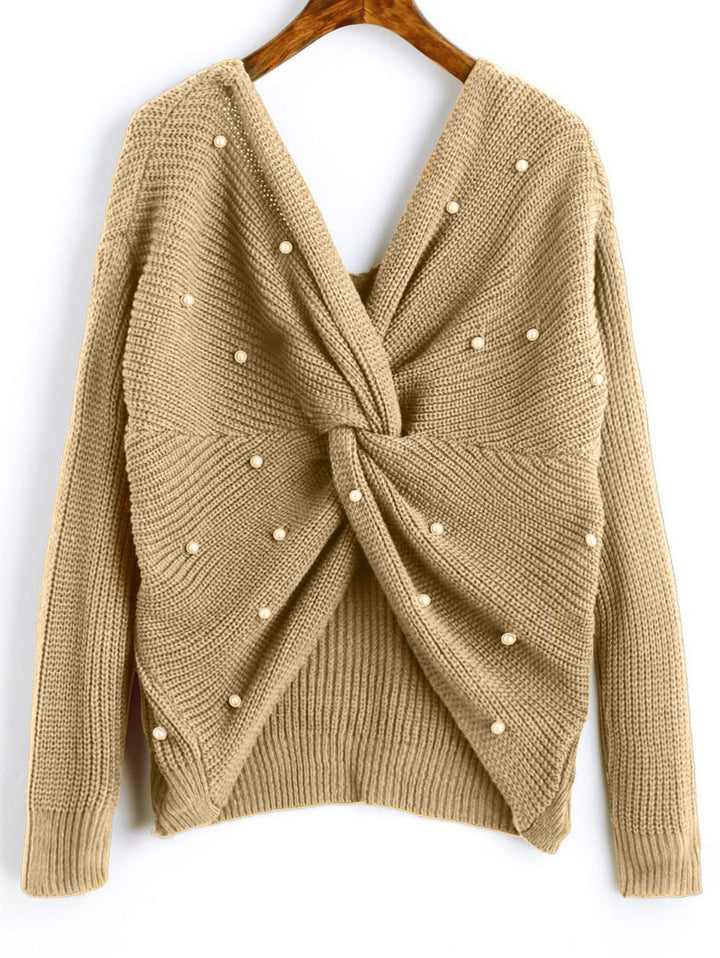 Damen Strickpullover im modernen Wickeldesign Drune