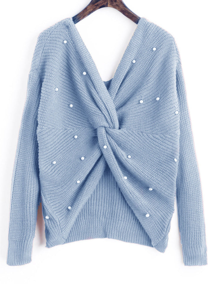 Damen Strickpullover im modernen Wickeldesign Drune